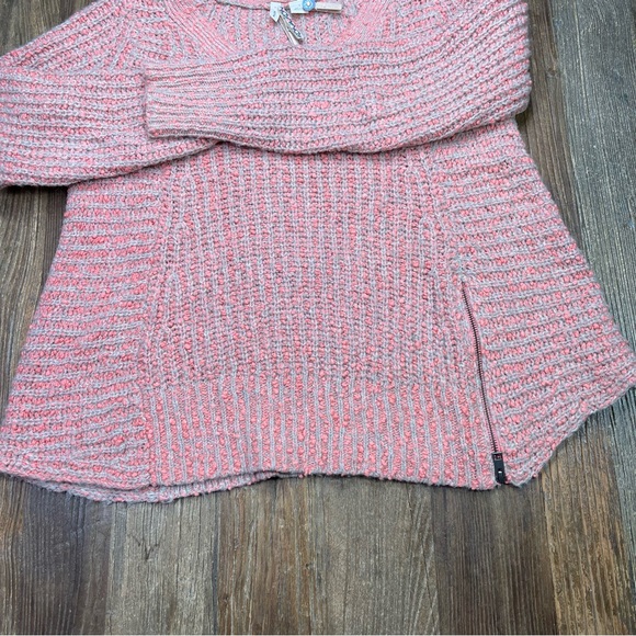Anthropologie Moth Pullover Swing Sweater Pink Gray V-Neck Knit Size S - Picture 7 of 10